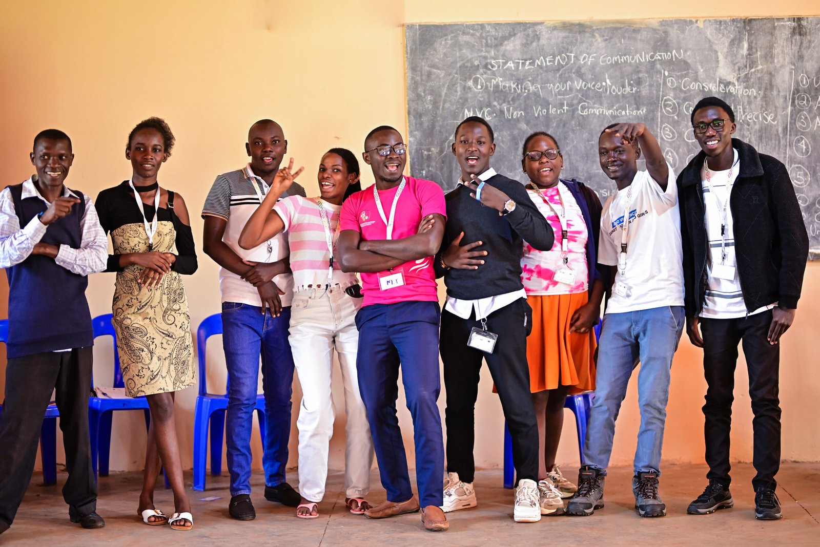 Youth participants celebrating collective energy and solidarity